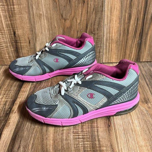 Champion Active Lite Girls Running Shoes Grey Pink Sparkles EUC 86286 Size 3 - Picture 3 of 8